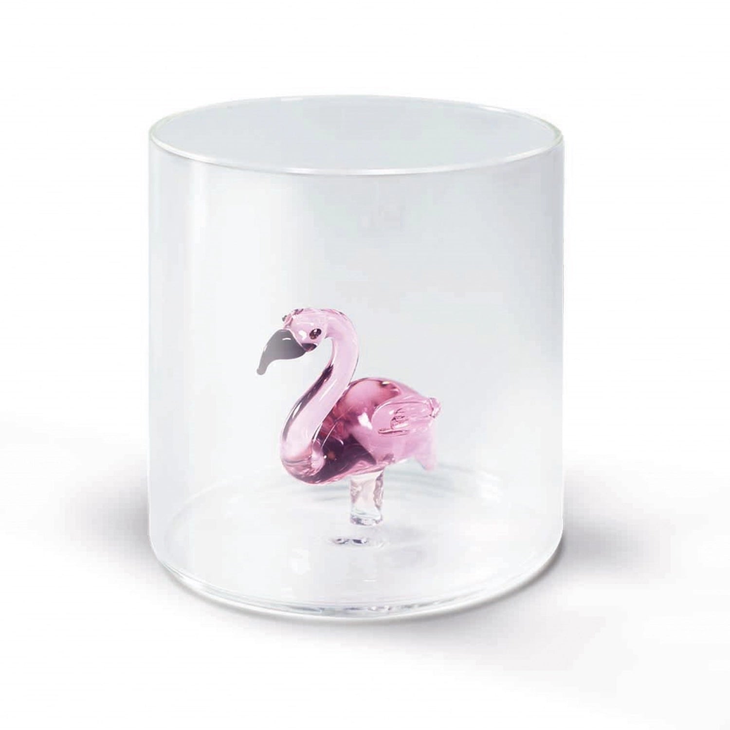 Glas mit Flamingo