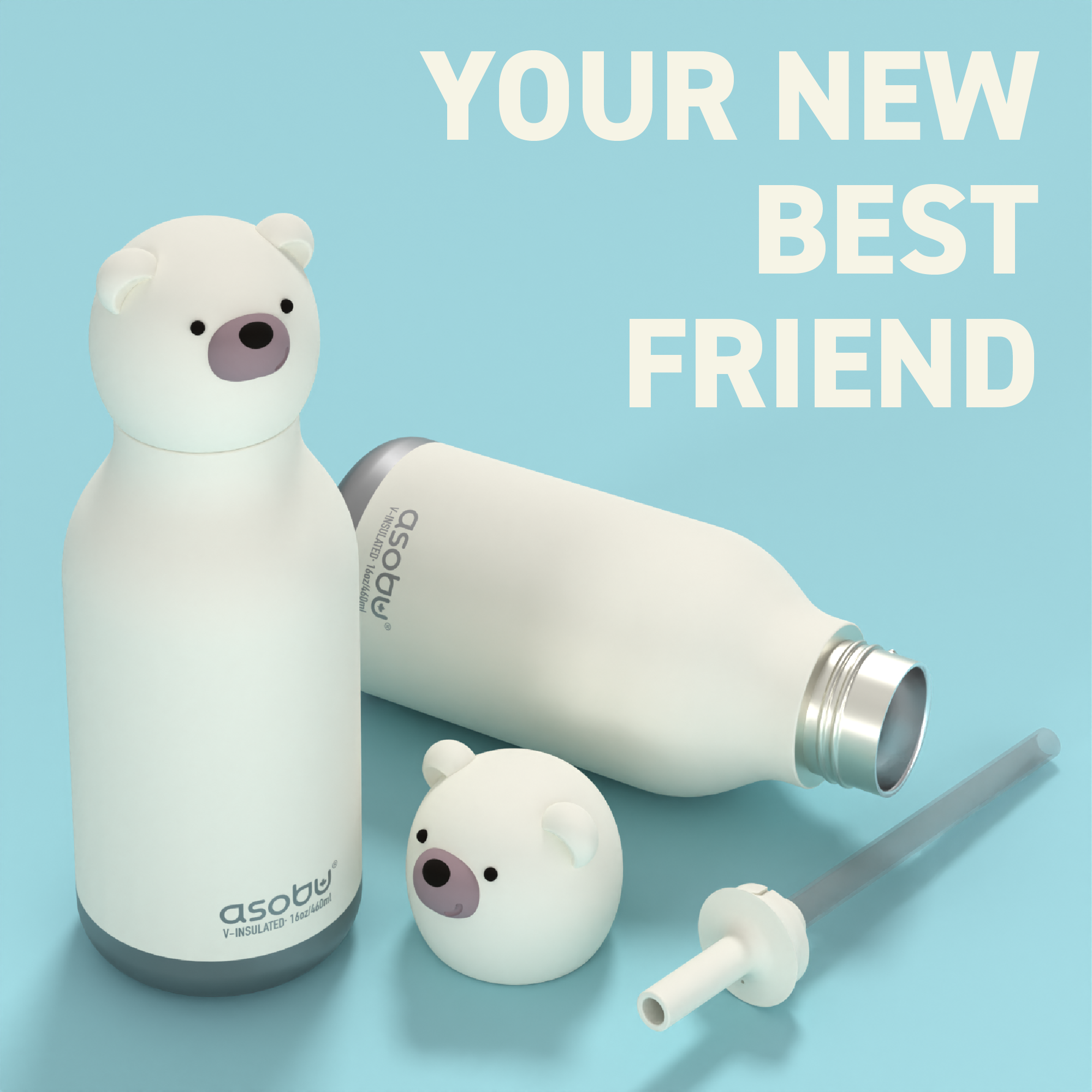 Trinkflasche Bestie Bottle - Polarbär