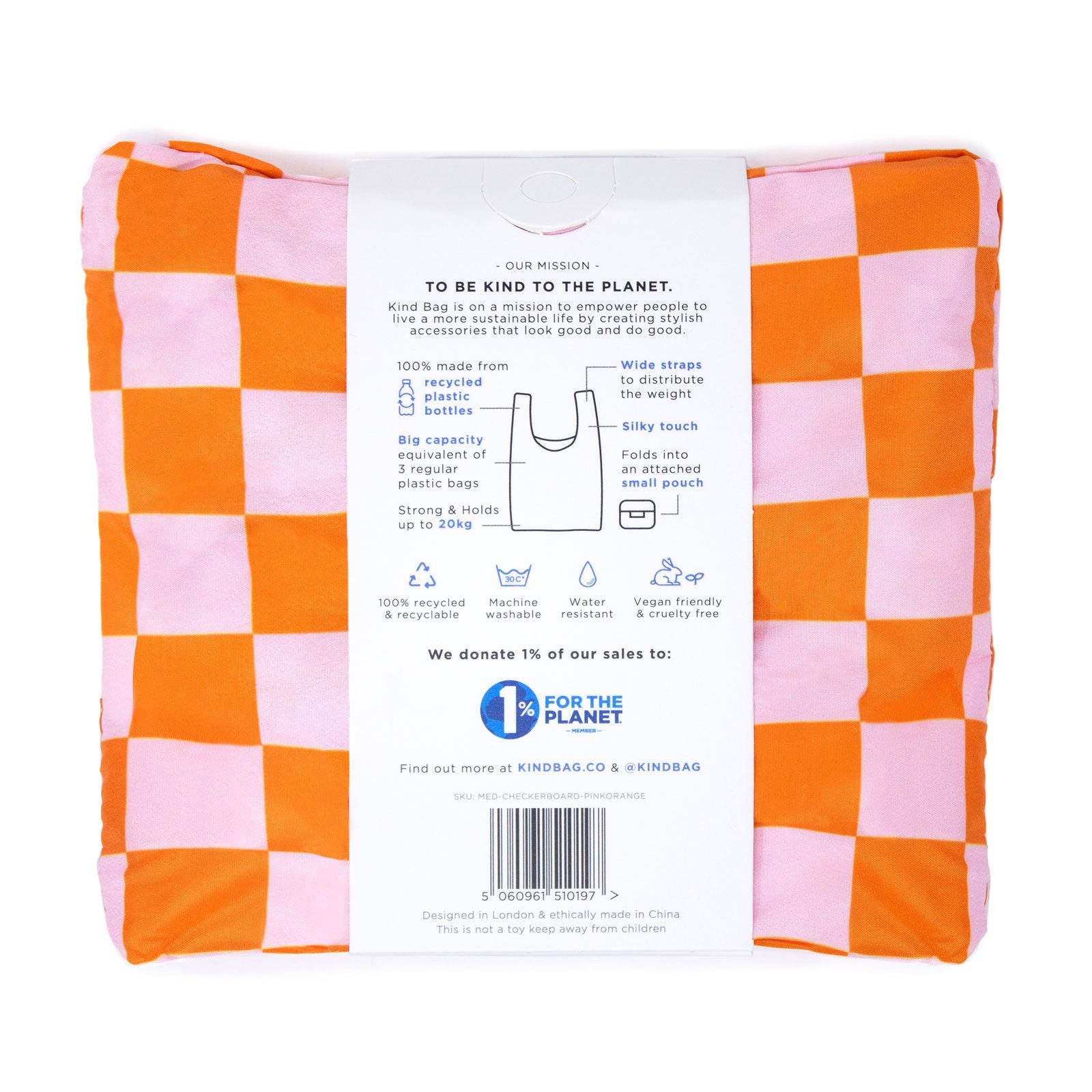 Einkaufstasche Medium Kariert Pink & Orange
