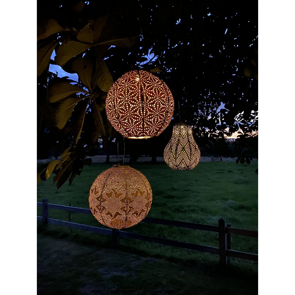 Solar Lampion Paisley lang oval gold