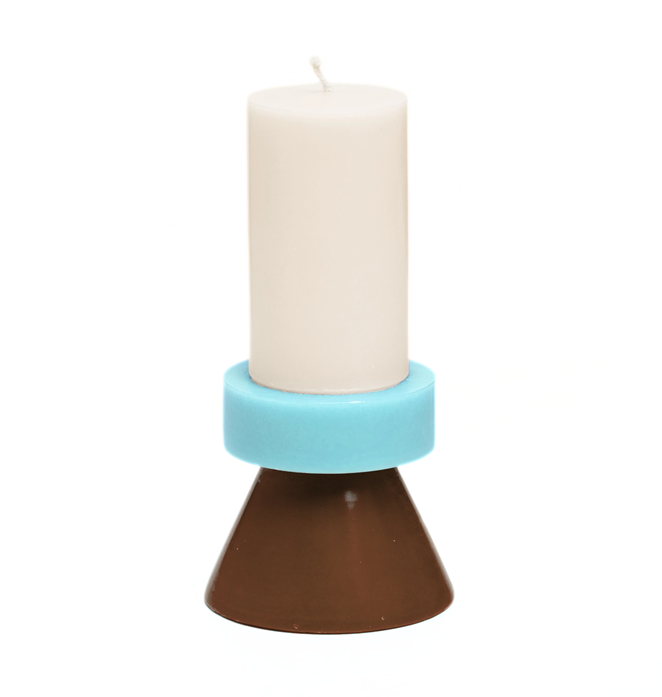 Stack Candle Tall offwhite/sky/brown