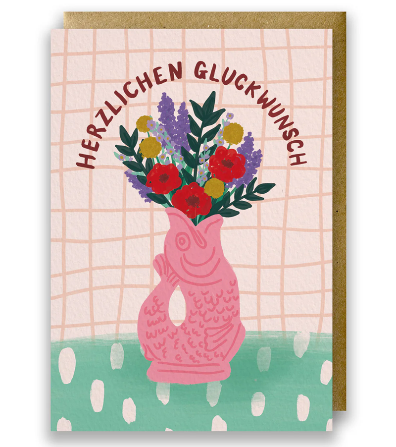 Postkarte Herzlichen Gluckwunsch Gluckigluck pink