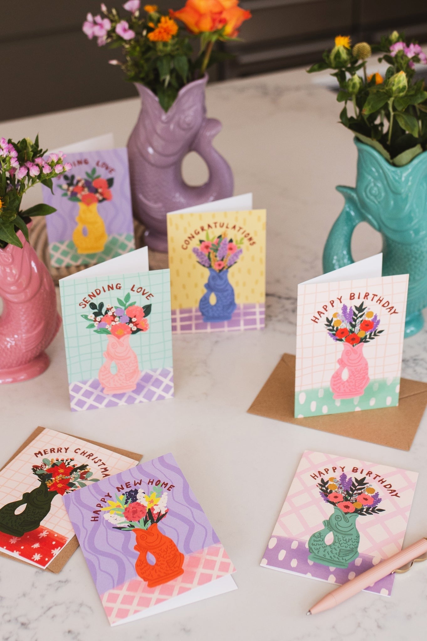 Postkarte Merry Christmas Gluckigluck grün