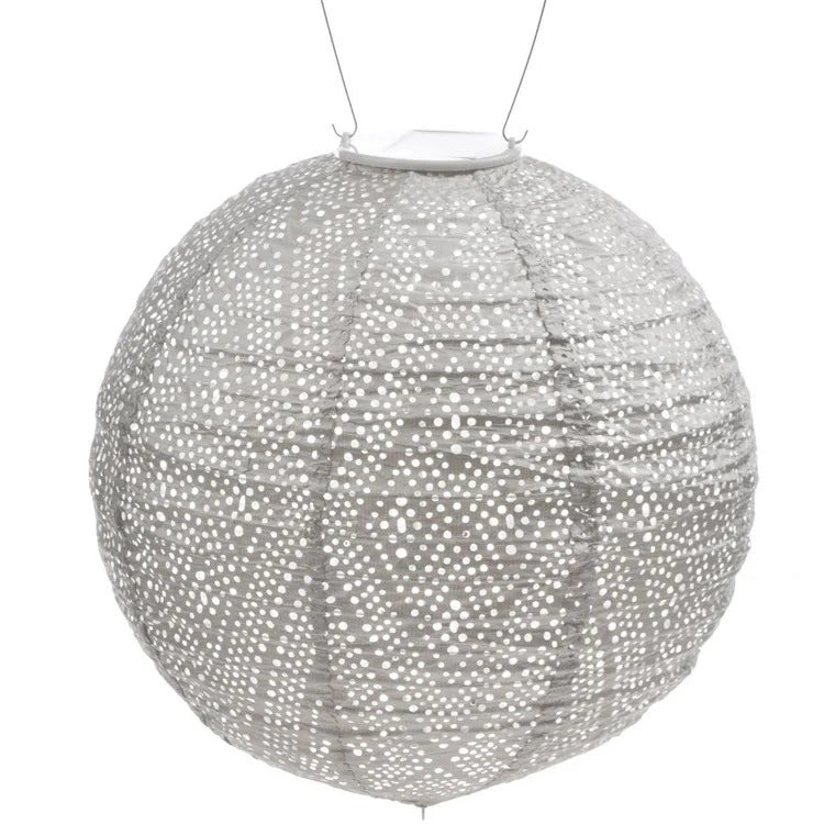 Solar Lampion Ikat rund light taupe