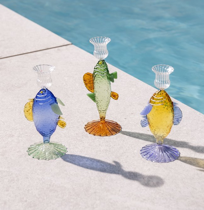 Kerzenständer Fisch Glas