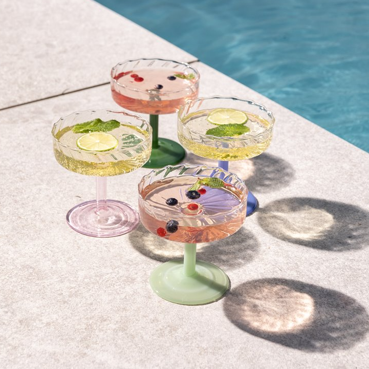 Glas Coupe Twirl 2er Set pink