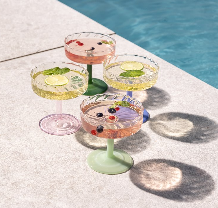 Glas Coupe Twirl 2er Set hellgrün