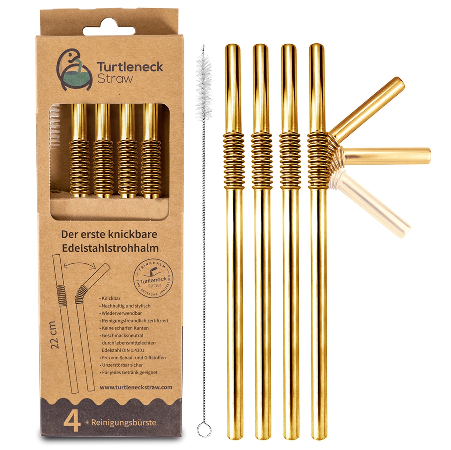 Trinkhalme biegbar Edelstahl 4er Set