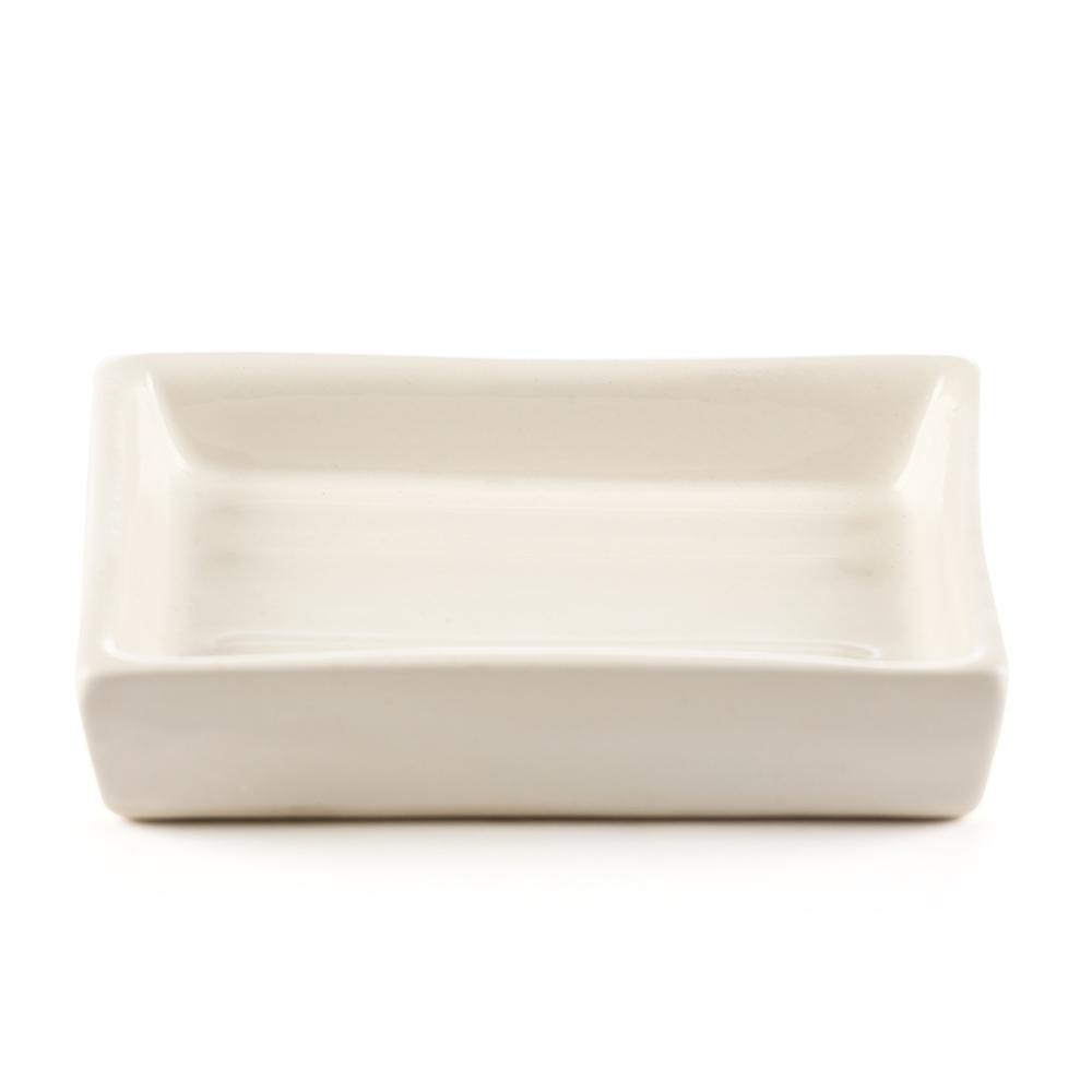 Seifenschale eckig mit Rillen weiss 14x10.5x3cm