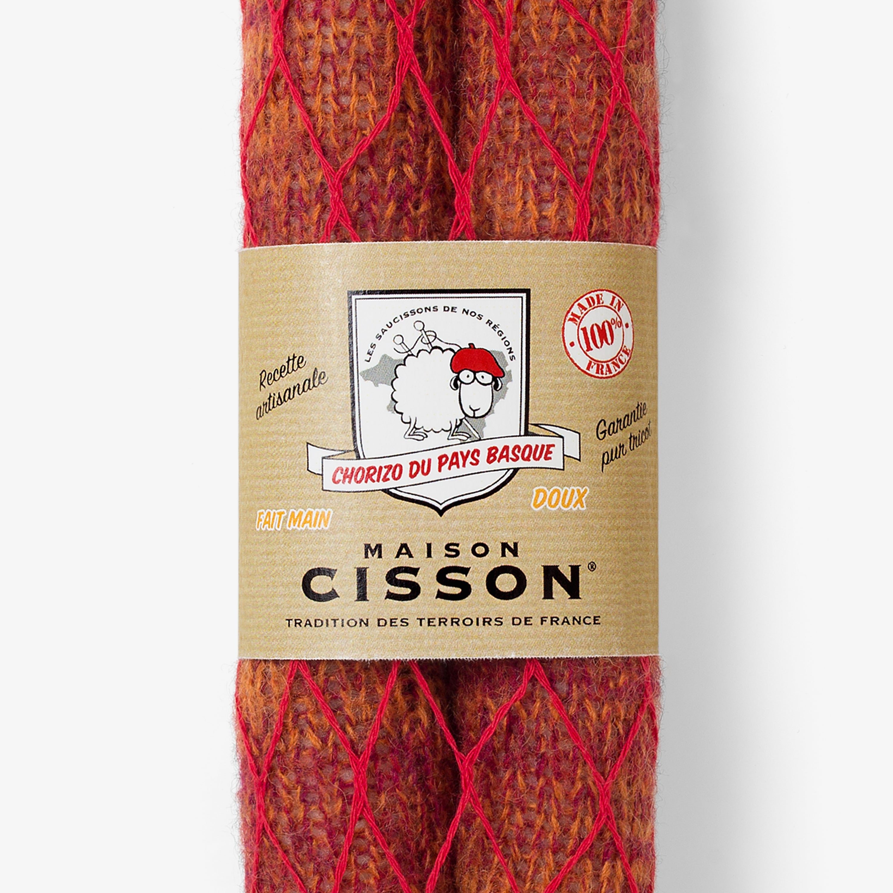 Wurst gestrickt "Le chorizo doux du pays basque"