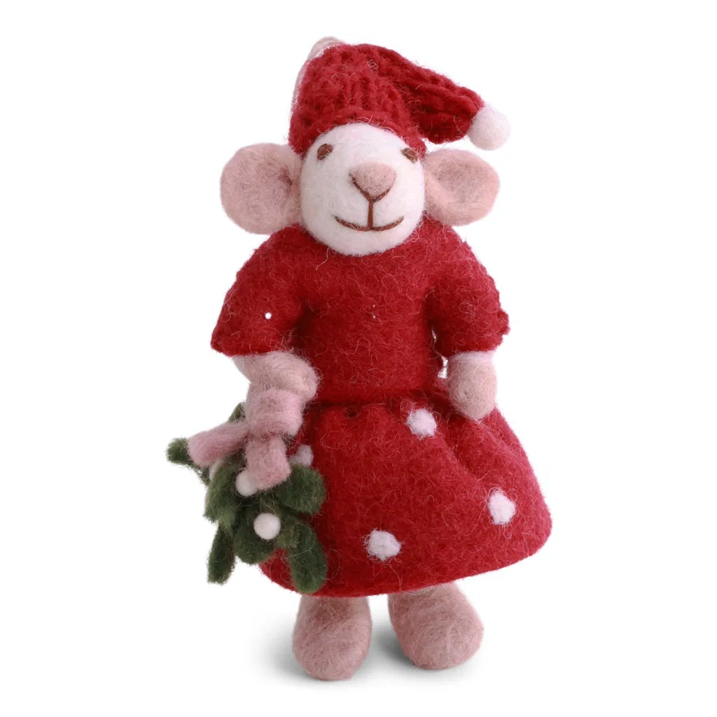Maus Mädchen klein mit Mistelzweig