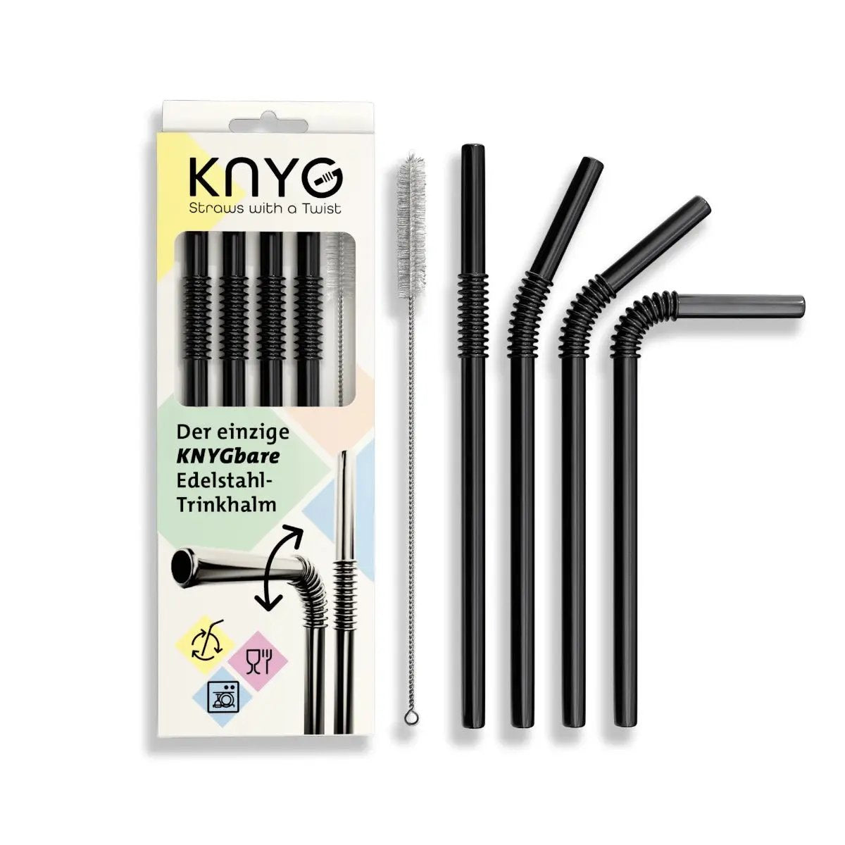 Trinkhalme biegbar Edelstahl 4er Set