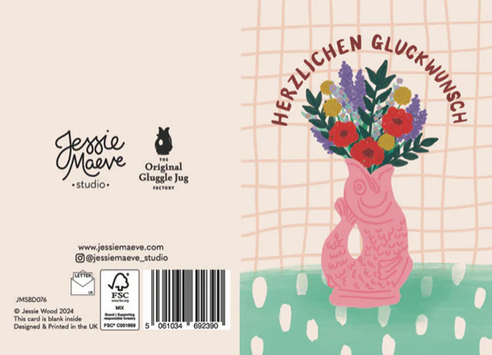 Postkarte Herzlichen Gluckwunsch Gluckigluck pink