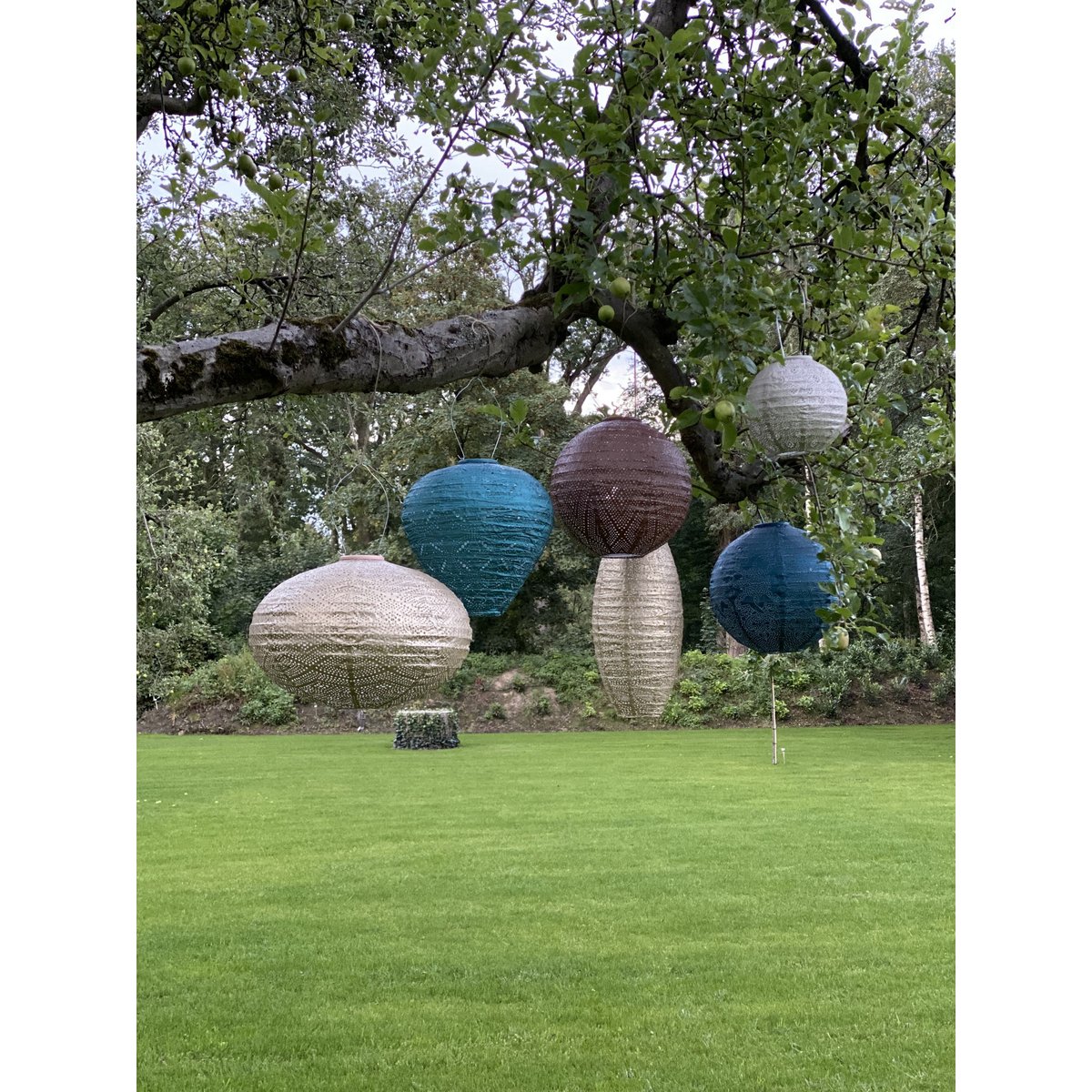 Solar Lampion Mosaic lang oval dunkelgrau