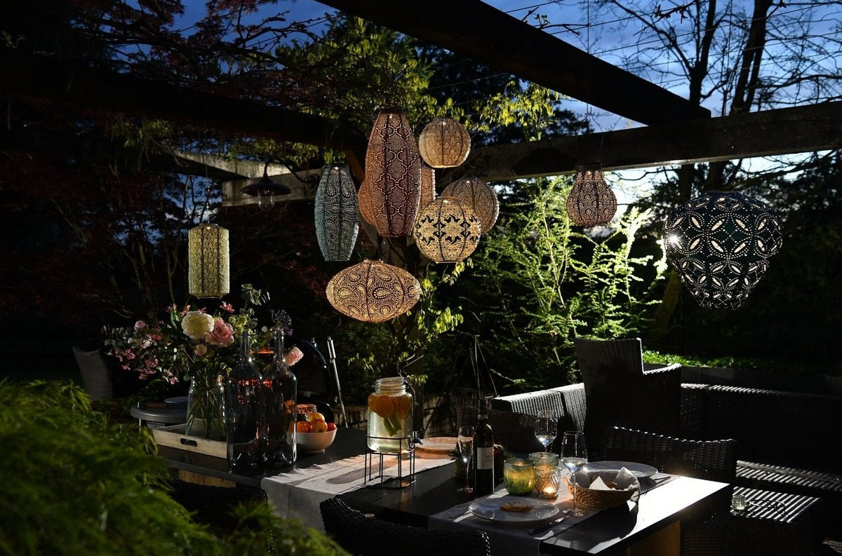 Solar Lampion Sashiko rund Mocha Mousse