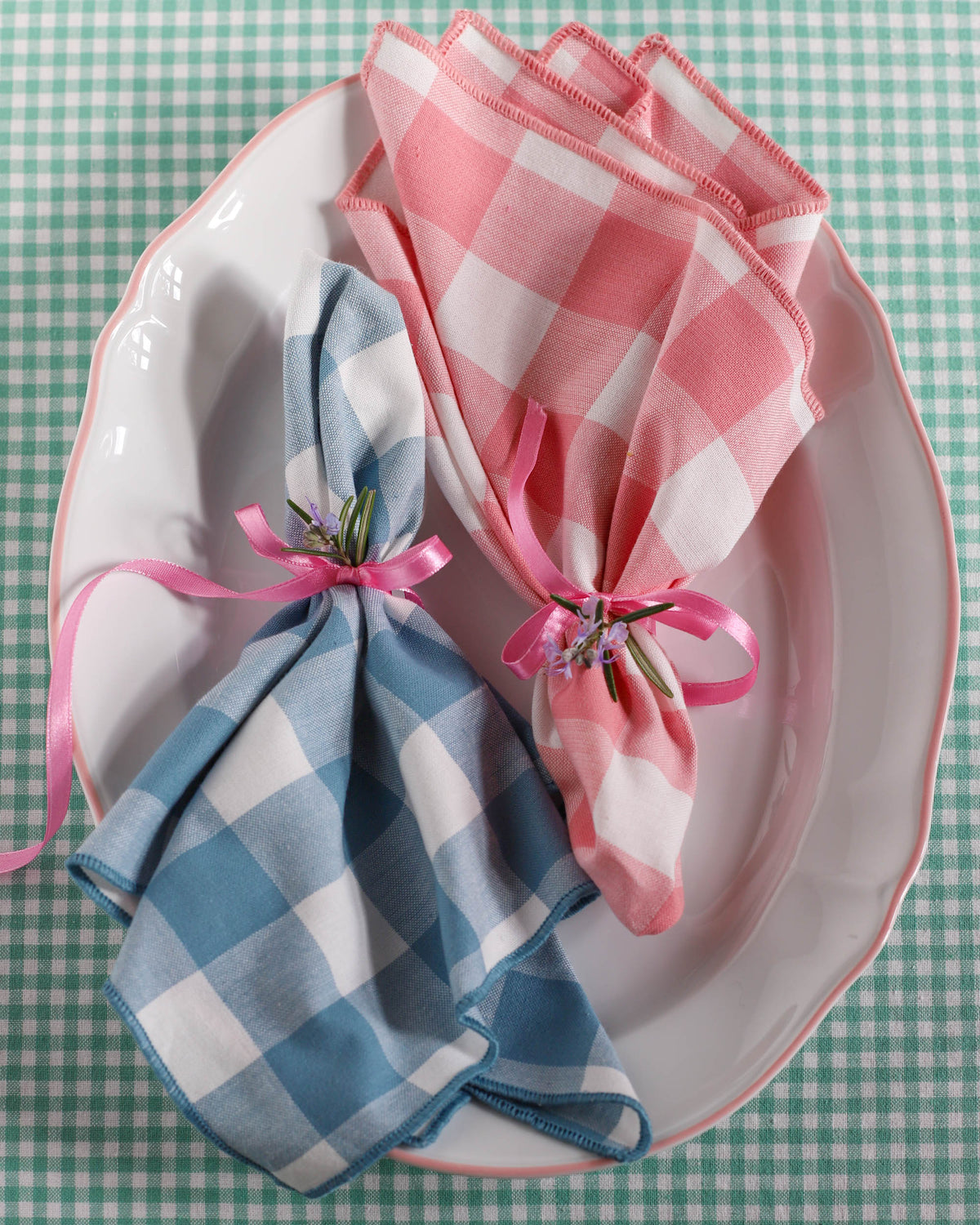 Serviette Elli rose/weiss, Karo 3cm