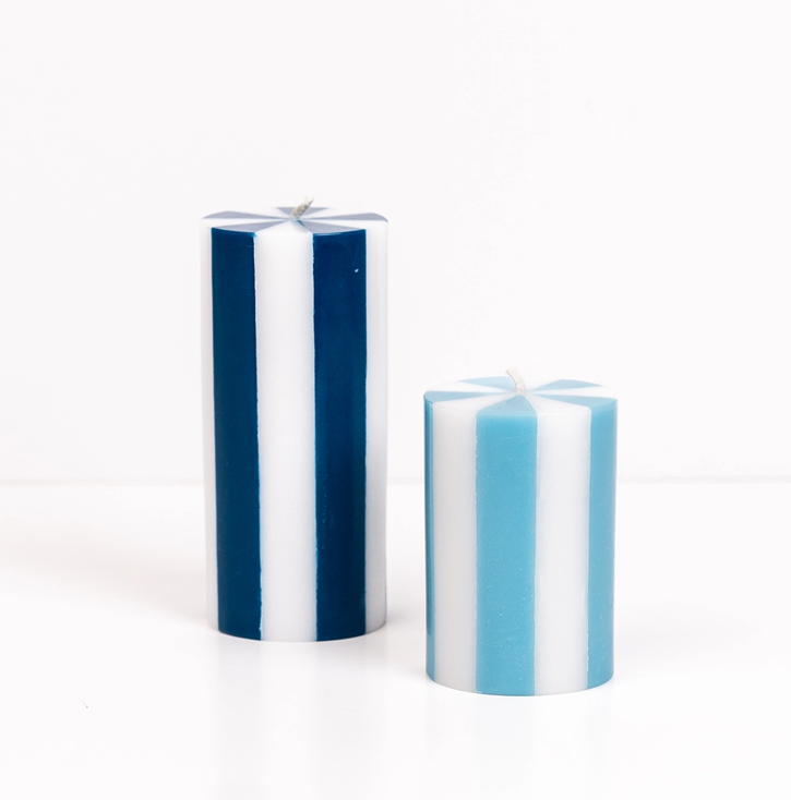 Pillar Candle M denim blue/white