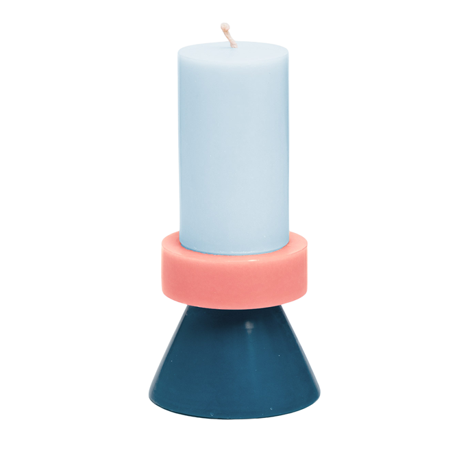 Stack Candle Tall blues/peach