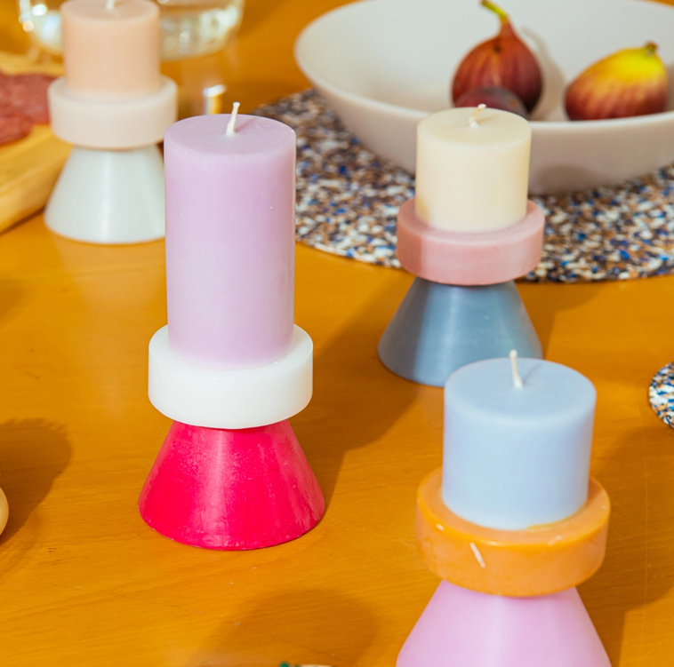 Stack Candle Mini ivory/lavender/blue grey