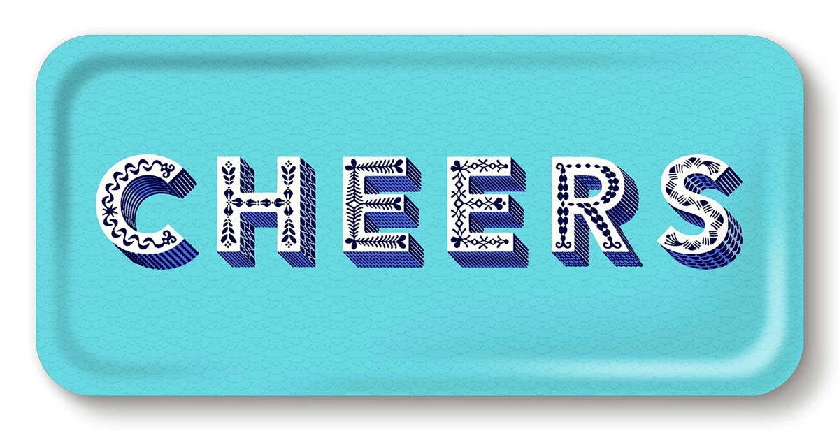 Tablett Cheers aqua 32x15 cm