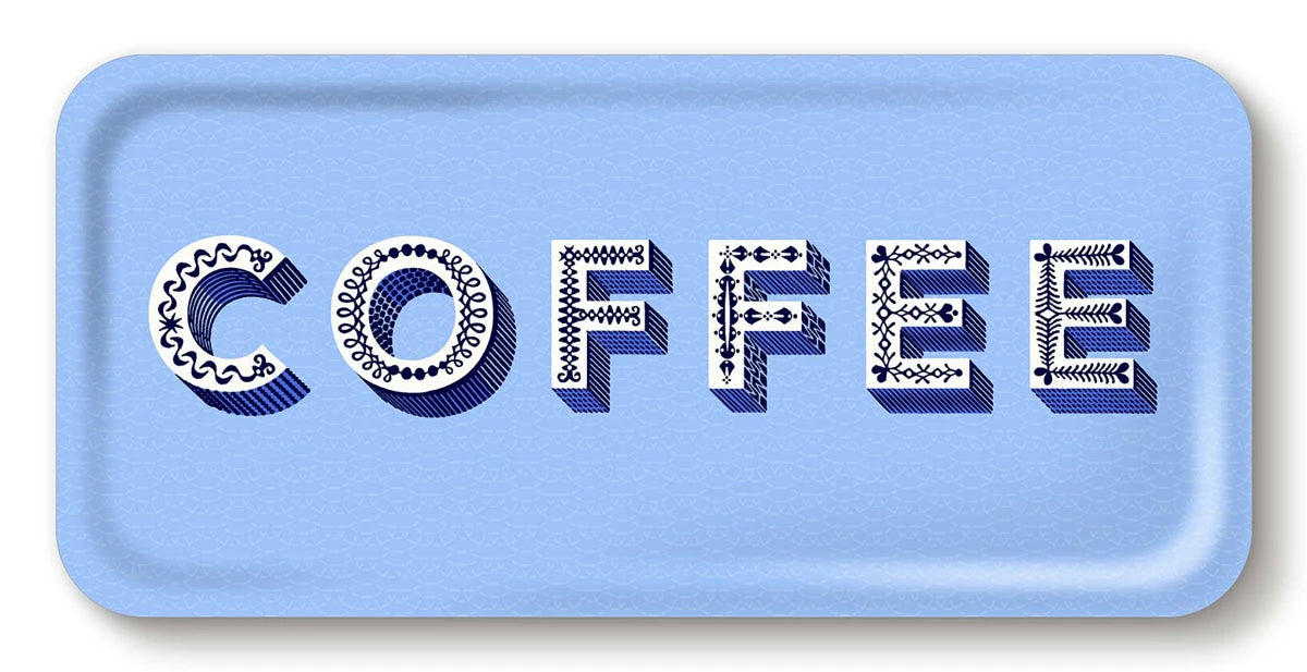 Tablett Coffee blue 32x15 cm
