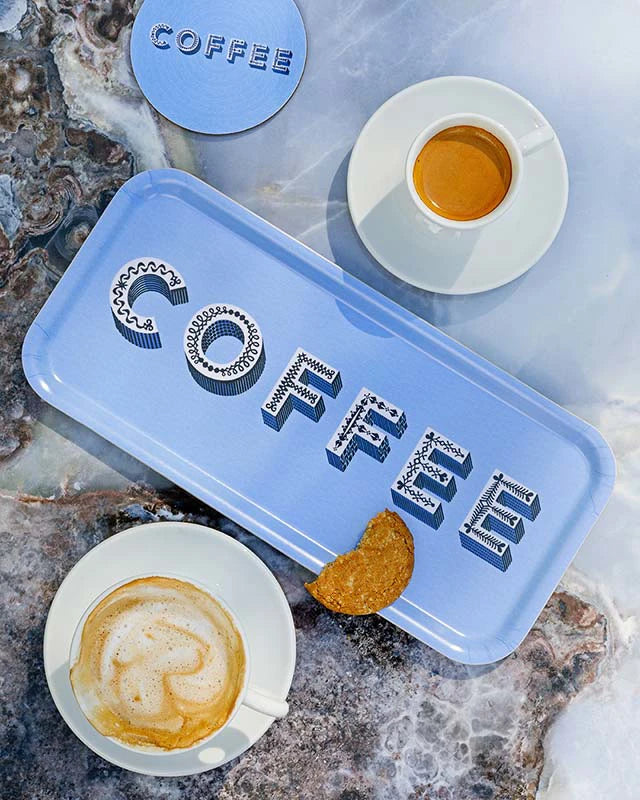 Tablett Coffee blue 32x15 cm