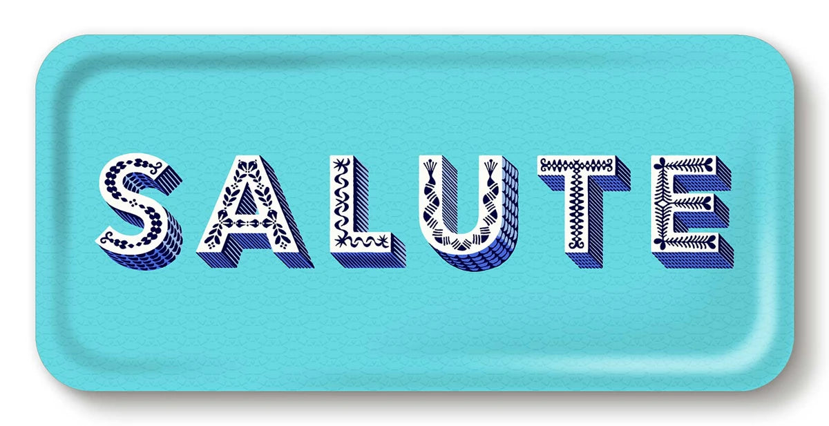 Tablett Salute aqua 32x15 cm