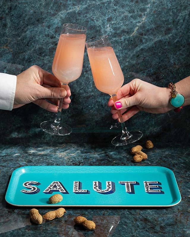 Tablett Salute aqua 32x15 cm
