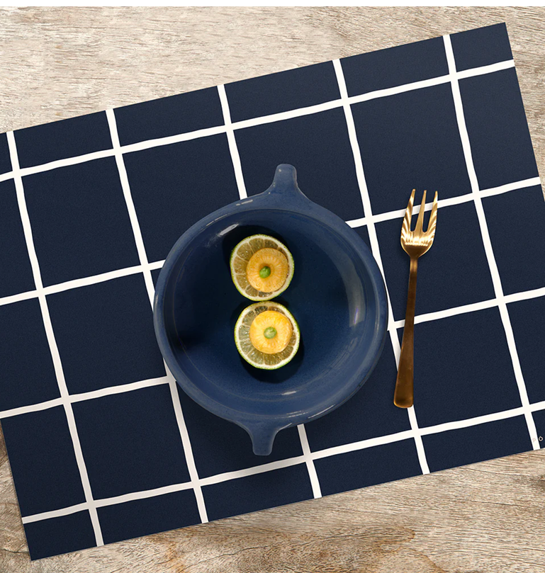 Tischset Vinyl Grid dunkelblau