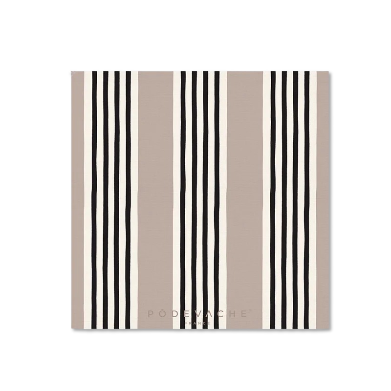 Glasuntersetzer 6er-Set Vinyl beige/schwarz gestreift