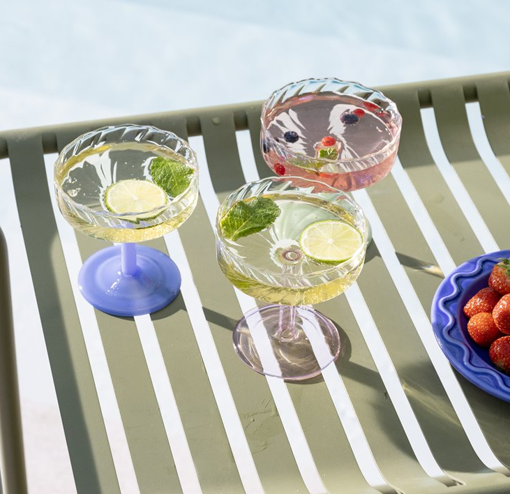 Glas Coupe Twirl 2er Set pink