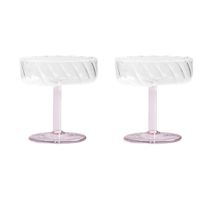 Glas Coupe Twirl 2er Set pink