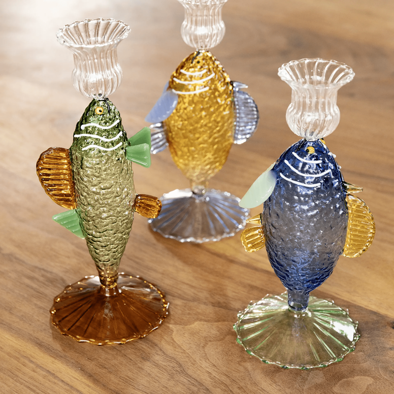 Kerzenständer Fisch Glas