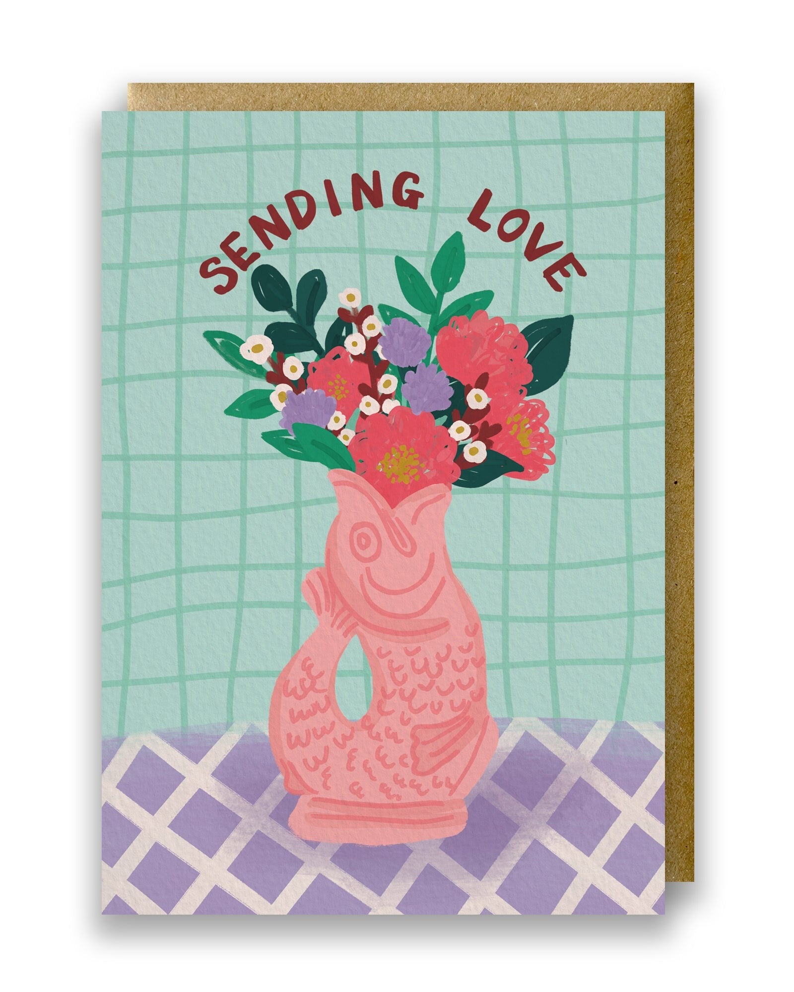 Postkarte Sending Love Gluckigluck pink