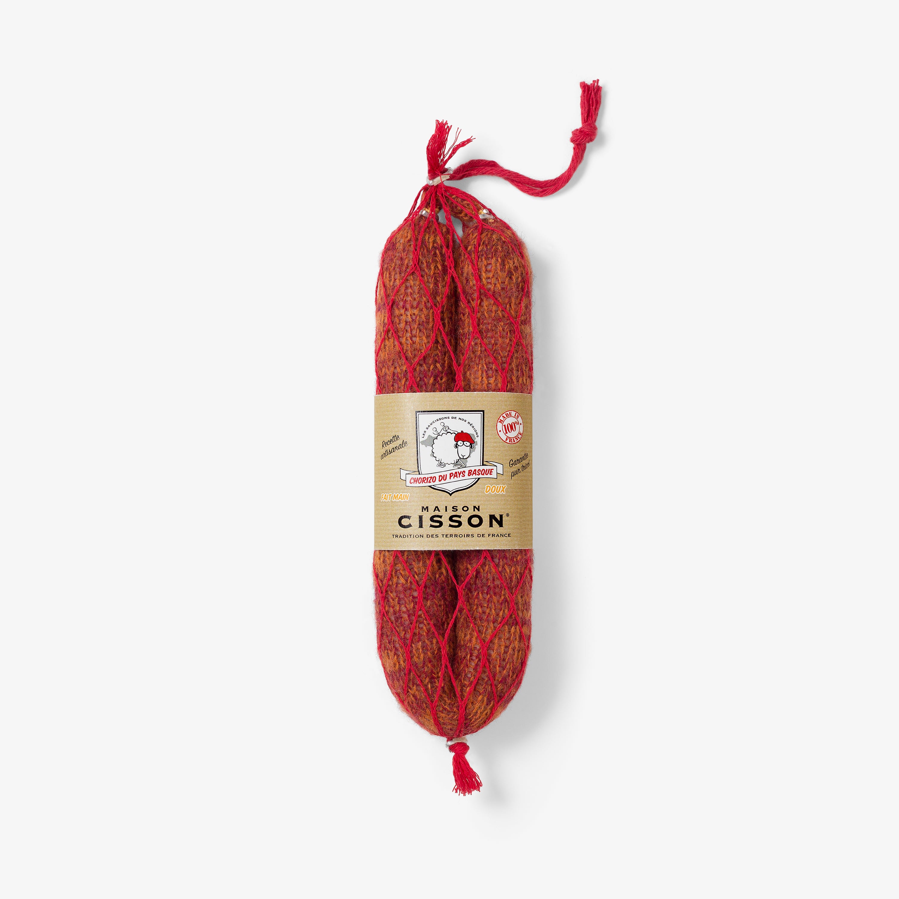 Wurst gestrickt "Le chorizo doux du pays basque"
