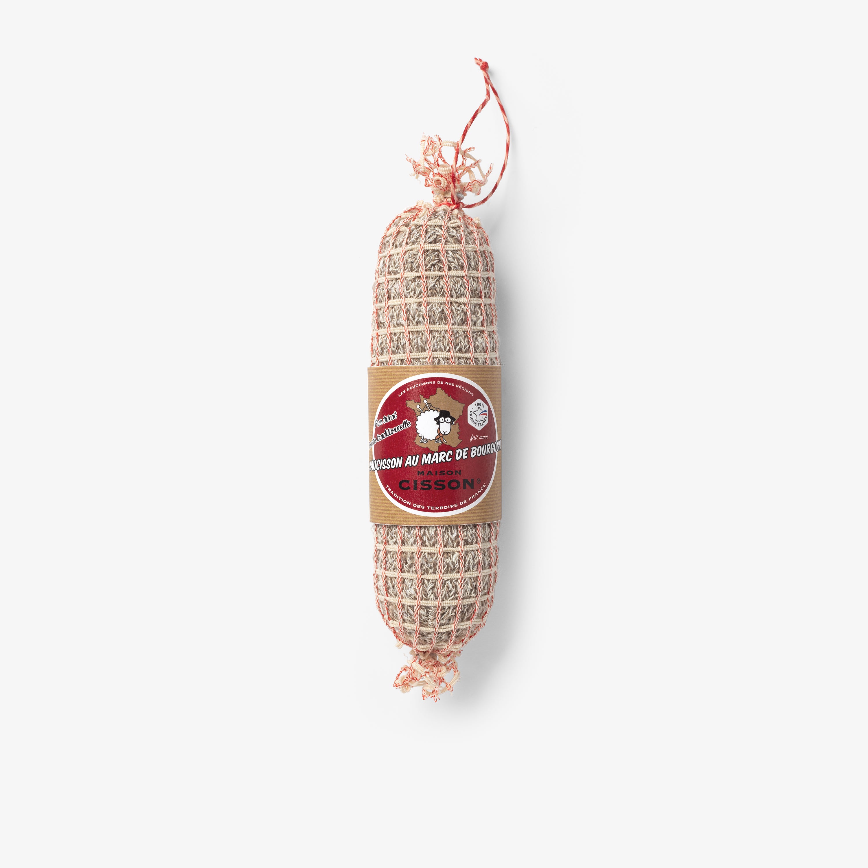 Wurst gestrickt "Le saucisson au marc de Bourgogne"