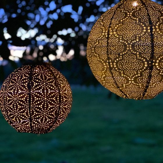 Solar Lampion Sashiko rund