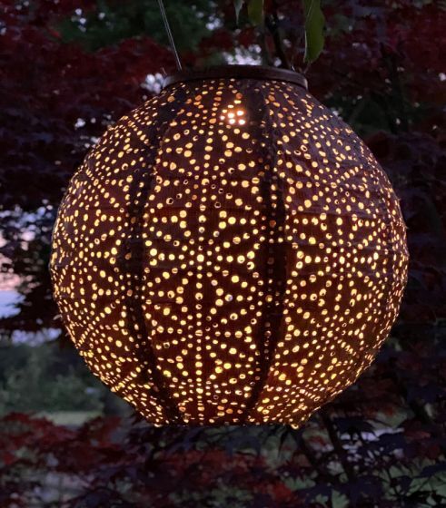 Solar Lampion Sashiko rund